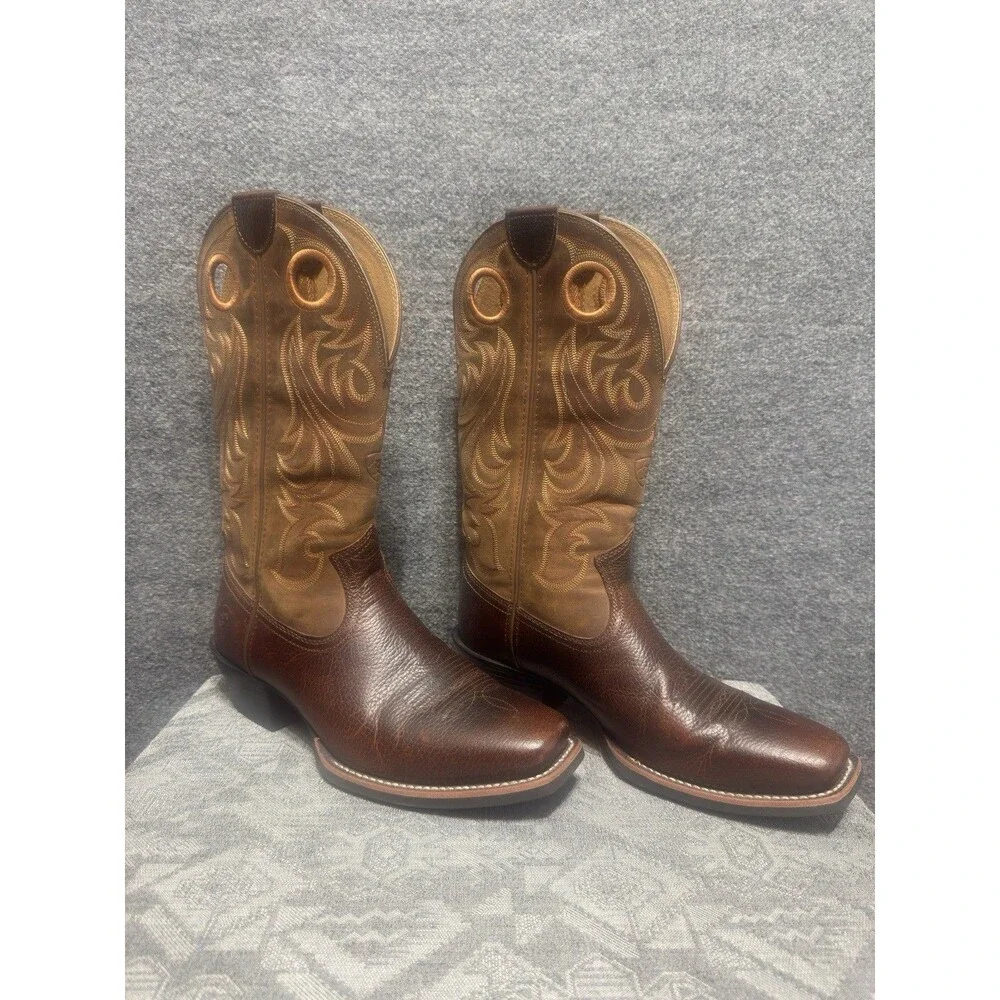 ARIAT MEN'S SPORT POWDER BROWN PUNCHY TOE COWBOY BOOTS 8.5D New